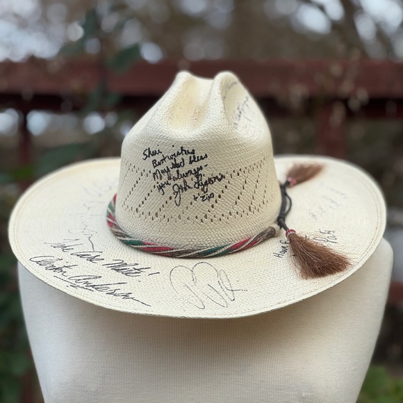 Signed Cream Cowboy Hat with Tassels - Picture 1 of 5